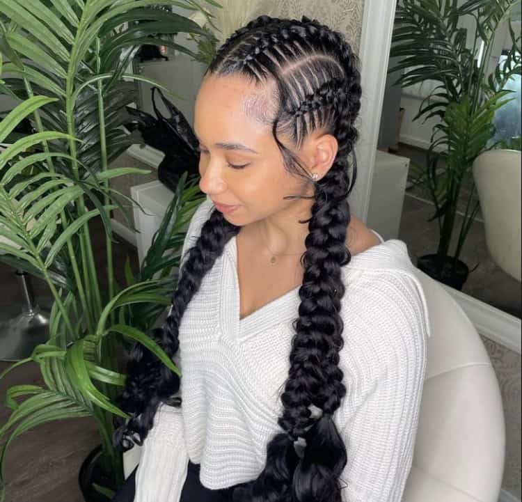Butterfly Stitch Braids With Wispy Bangs — Classy Stitch Braids Hairstyles