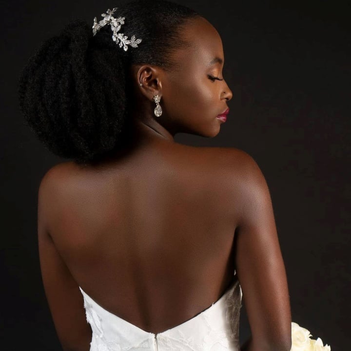Textured Afro Puff Updo Textured Afro Puff Updo — Classy Strapless Dresses Hairstyles