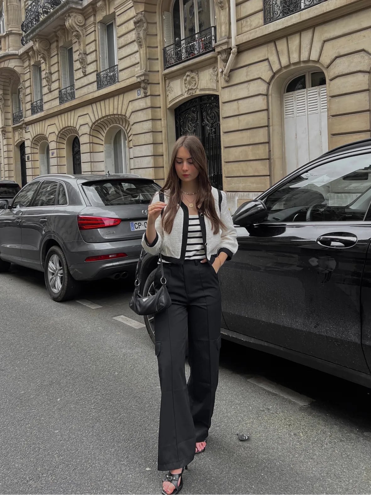 Cropped Jacket with Cargo Trousers and Striped Top Cropped Jacket with Cargo Trousers and Striped Top — Classy Street Style Outfits