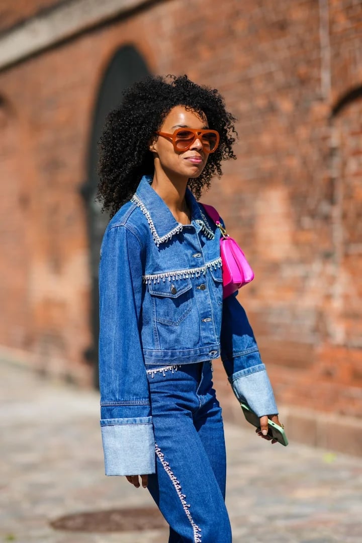 Embellished Denim Jacket with Matching Bottoms Embellished Denim Jacket with Matching Bottoms — Classy Street Style Outfits