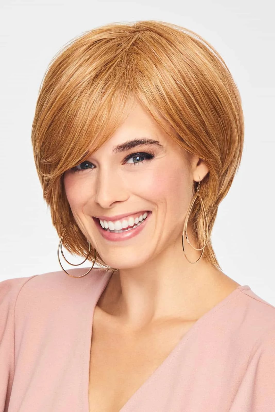 Strawberry Blonde Layered Bob With Side-Swept Bangs — Classy Styling Wig