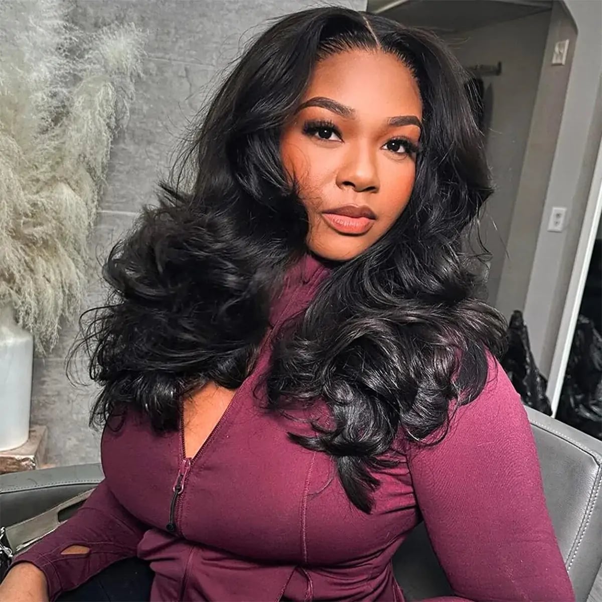 Long Dark Brown Layers With Voluminous Waves — Classy Styling Wig