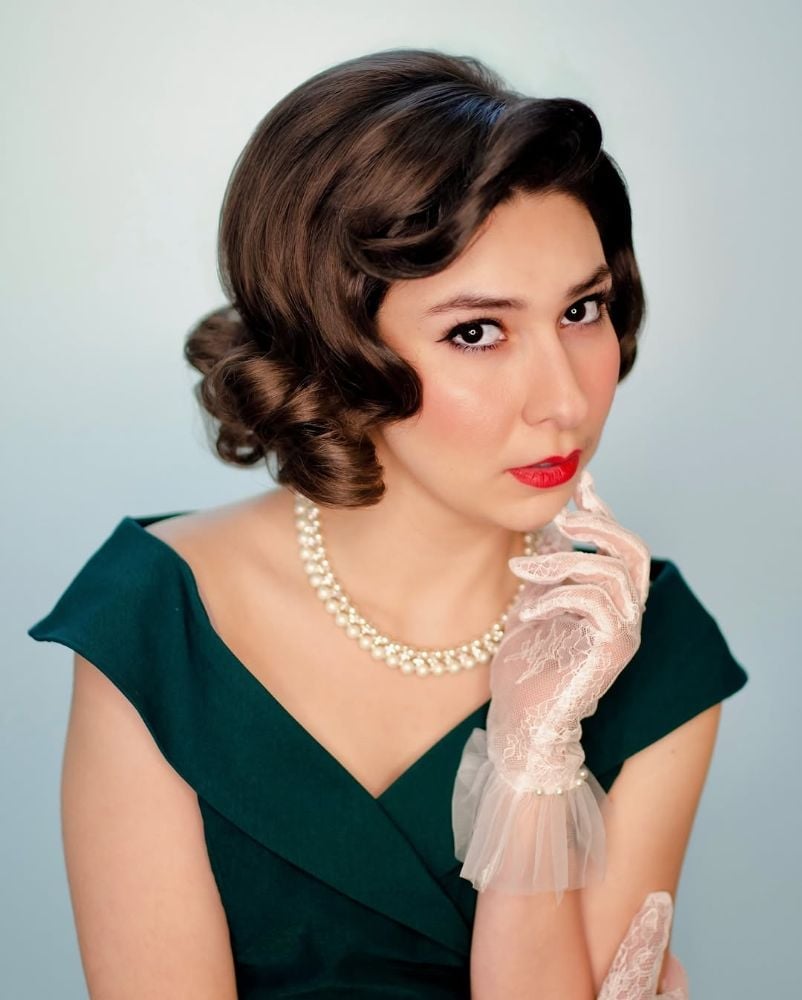 Dark Brown Updo With Vintage Finger Waves Dark Brown Updo With Vintage Finger Waves — Classy Textured Hair