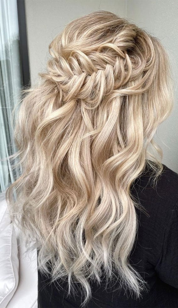 Ash Blonde Half Up Waves With Braid Ash Blonde Half Up Waves With Braid — Classy Textured Hair