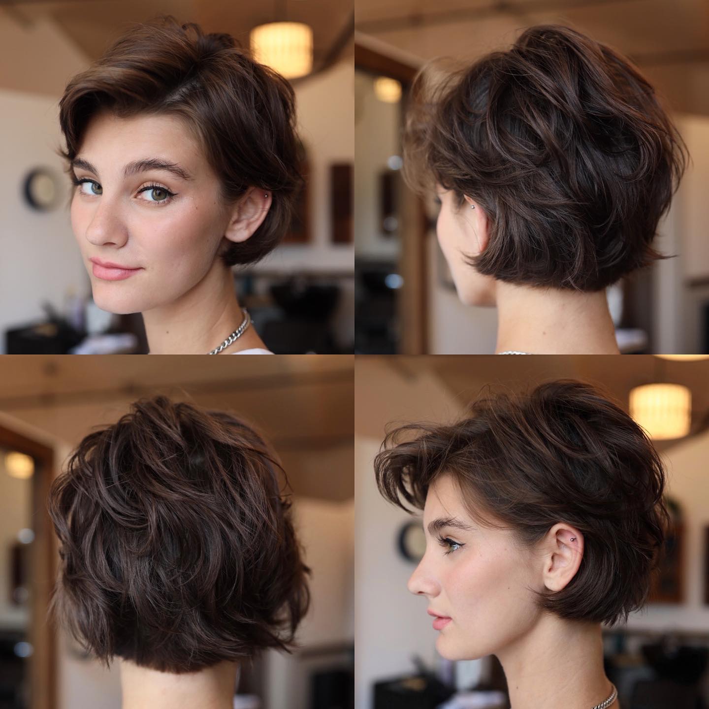 Dark Brown Textured Pixie Bob With Volume Dark Brown Textured Pixie Bob With Volume — Classy Textured Haircuts