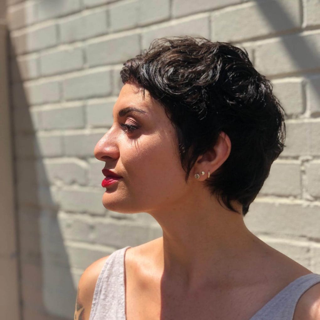 Defined Curls Dark Brown Pixie Defined Curls Dark Brown Pixie — Classy Textured Pixie
