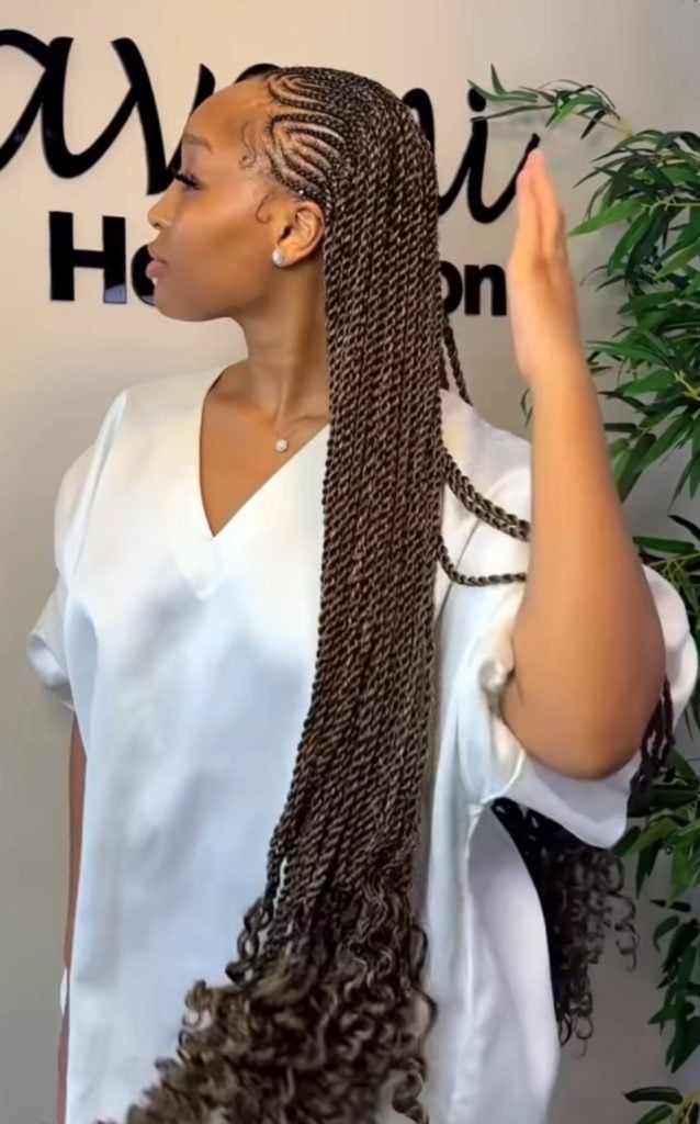 Side View Cornrows With Loose Box Braids — Classy Tribal Braids Hairstyles