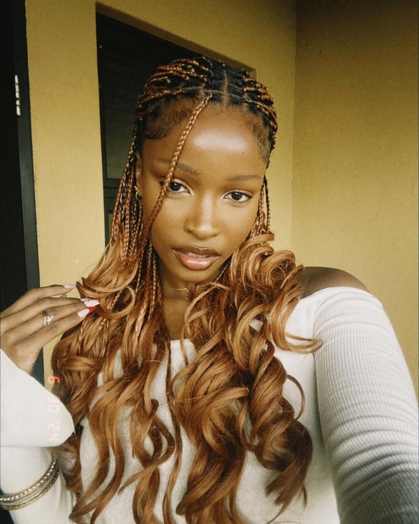 Copper Fulani Braids With Blonde Highlights — Classy Tribal Braids Hairstyles