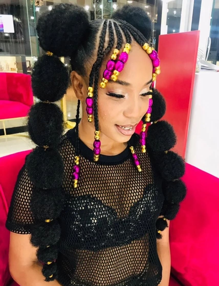 Braids With Afro Puffs and Beads — Classy Tribal Braids Hairstyles