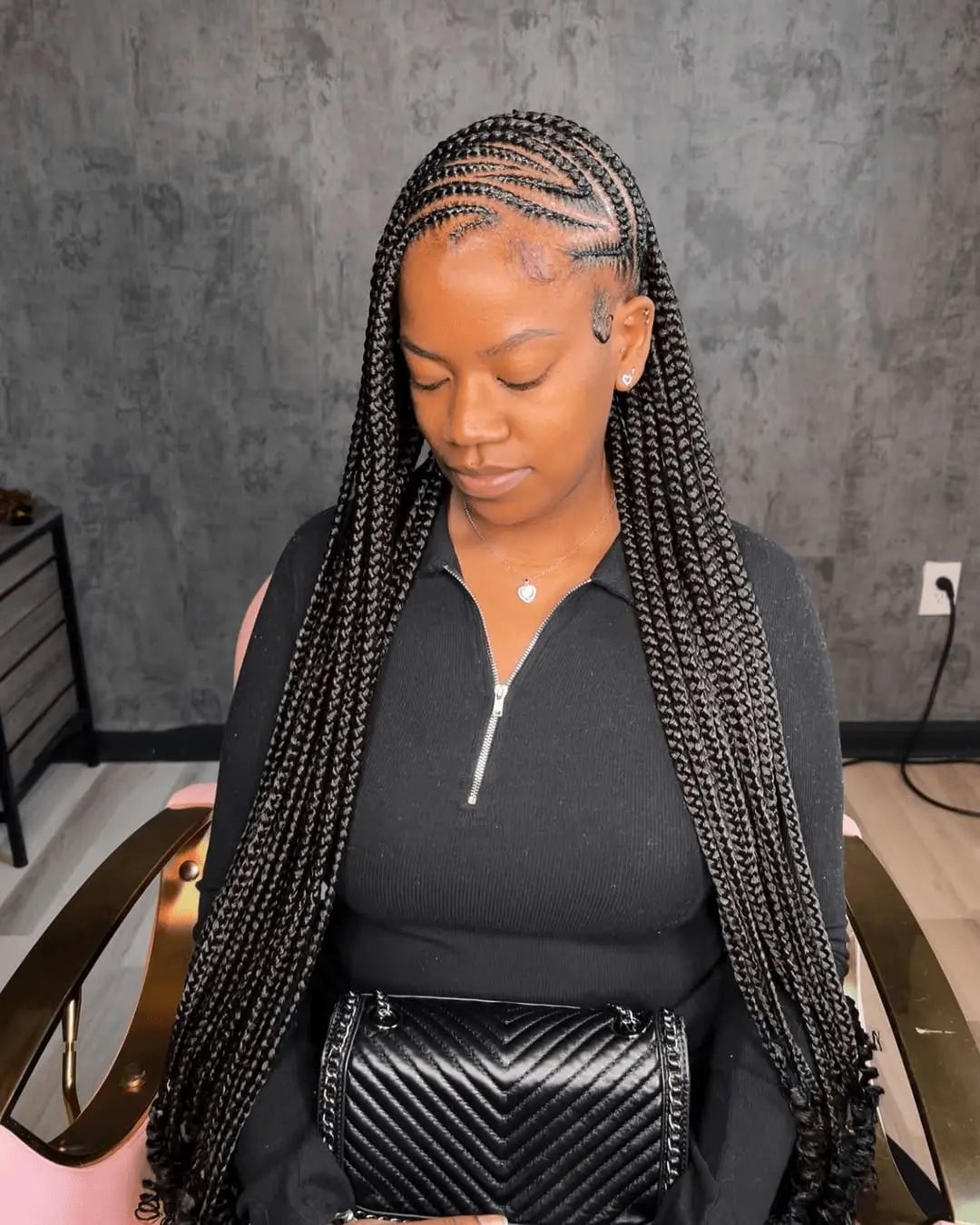 Fine Box Braids With Geometric Patterns — Classy Tribal Braids Hairstyles