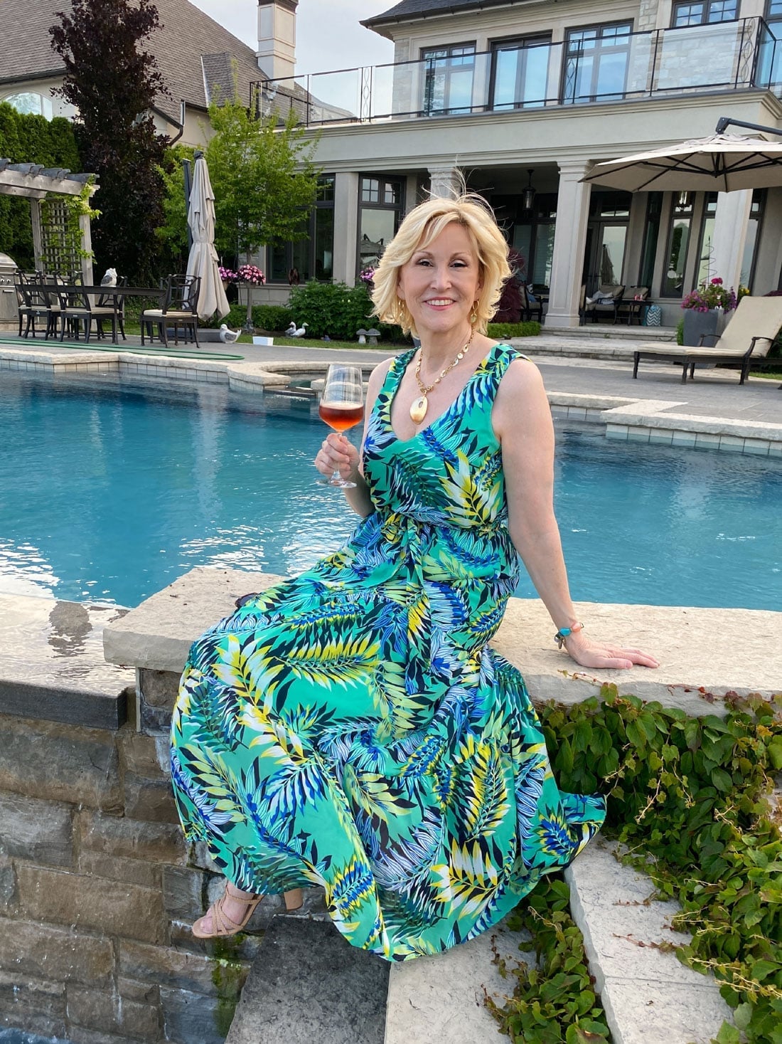 Maxi Dress Green Blue Yellow Tropical Foliage Print Maxi Dress Green Blue Yellow Tropical Foliage Print — Classy Tropical Outfits