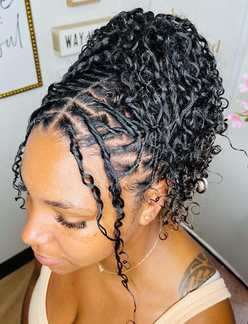 Shoulder Length Updo With Face Framing Tendrils Shoulder Length Updo With Face Framing Tendrils — Classy Two Strand Twists Natural Hair