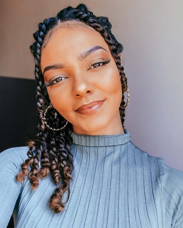 Mid-Back Twists With Brown Highlights, Wavy Mid-Back Twists With Brown Highlights, Wavy — Classy Two Strand Twists Natural Hair