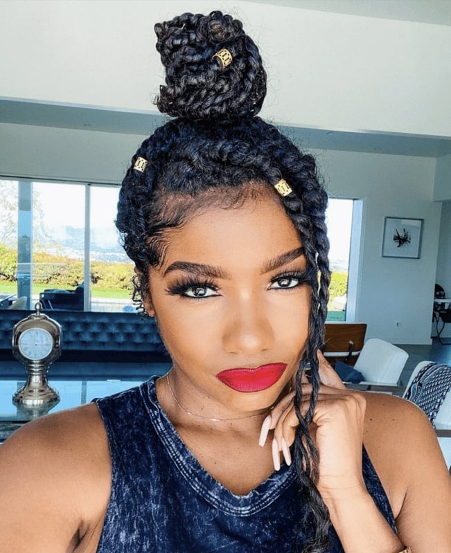 Black Twists Updo With Gold Accessories Black Twists Updo With Gold Accessories — Classy Two Strand Twists Natural Hair