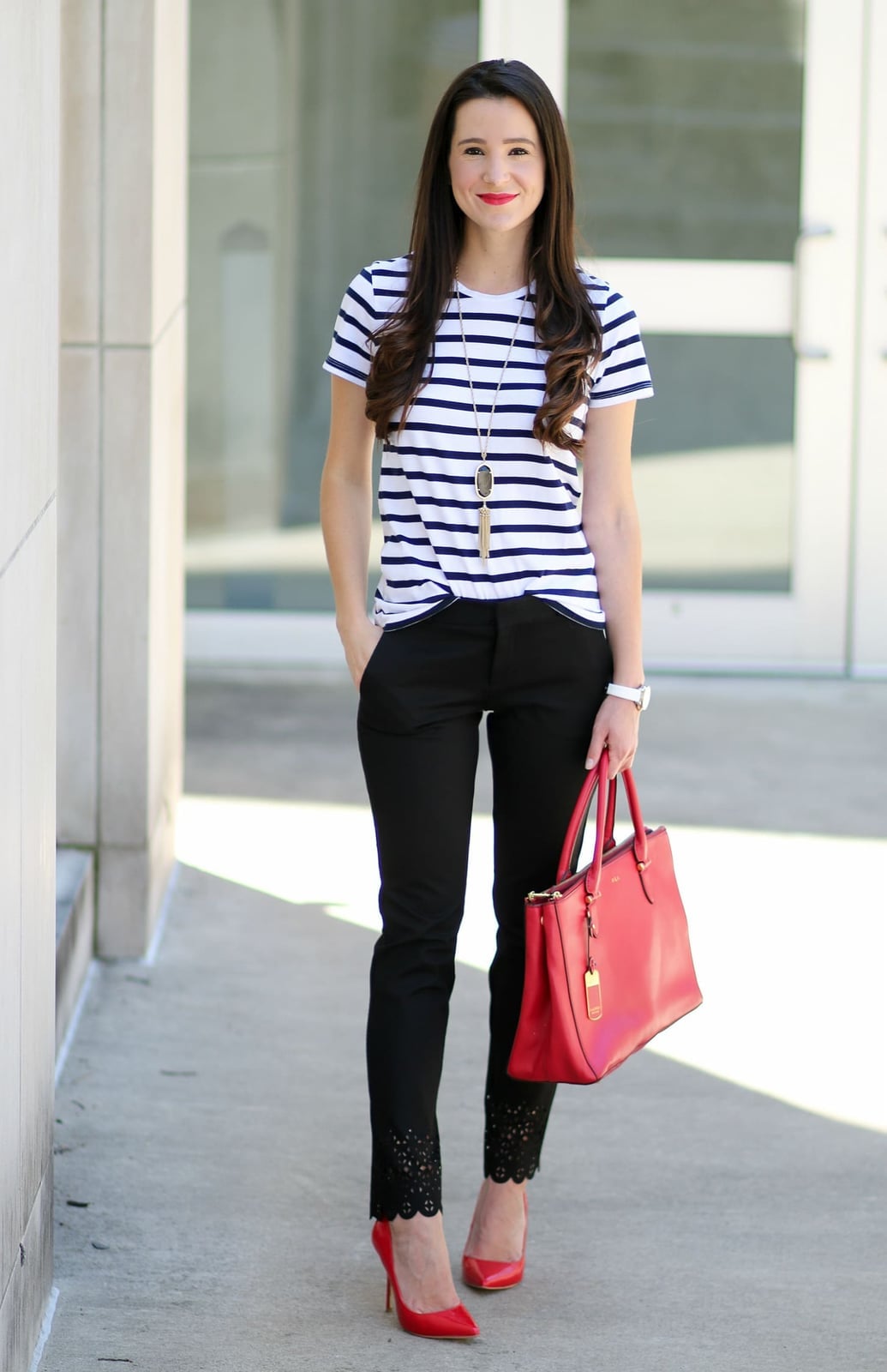 Striped T-Shirt with Black Slim-Fit Trousers — Classy Under Outfits
