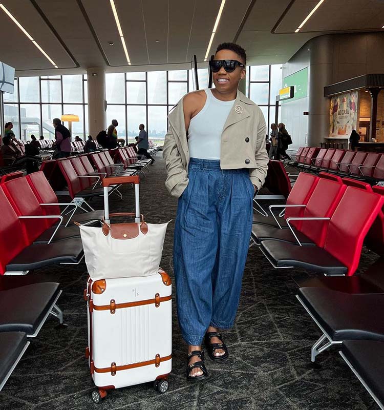 Beige Cropped Jacket Over White Tank Top and Denim, Sunglasses — Classy Under Outfits
