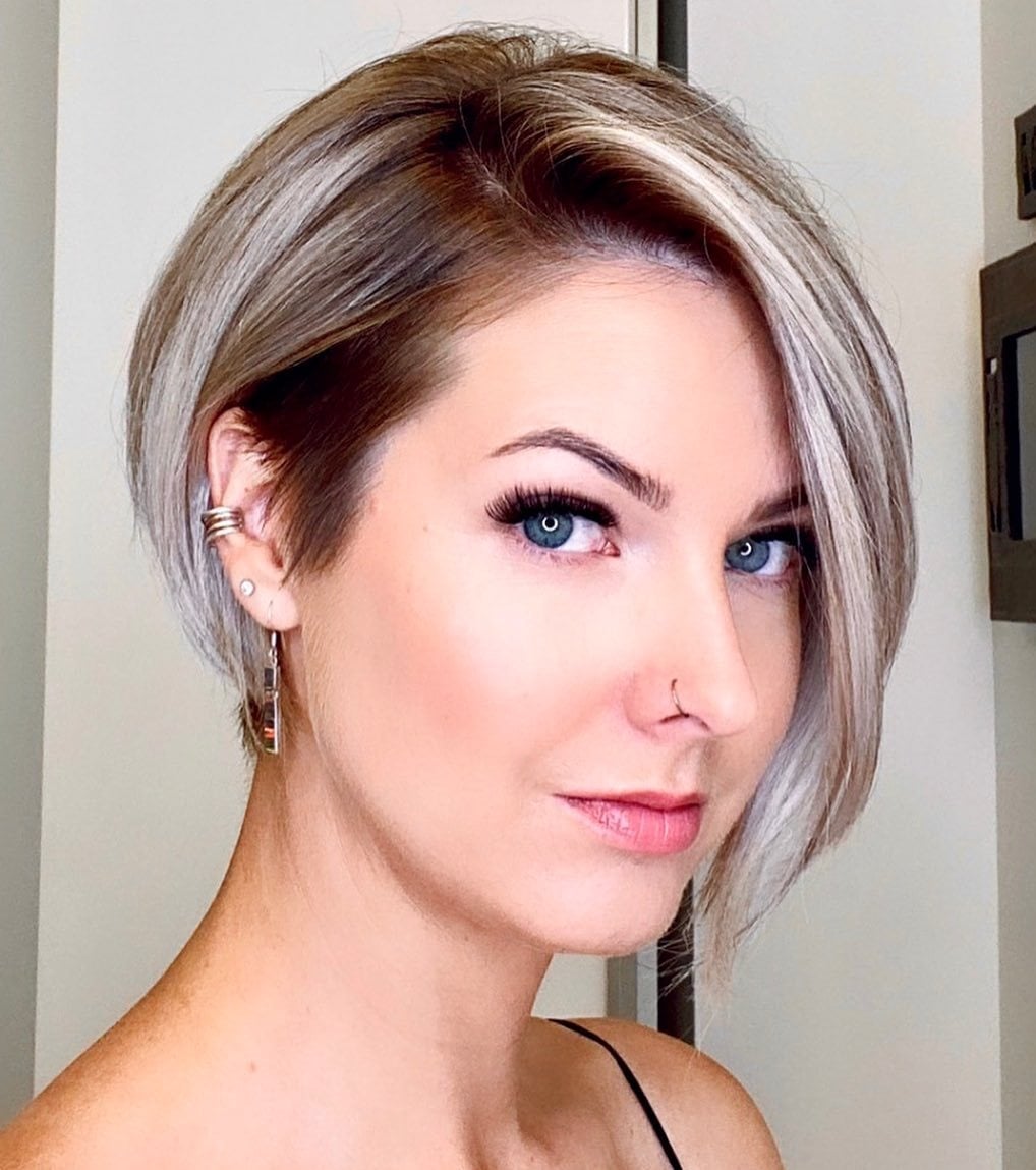 Ash Blonde Bob With Blunt Bangs and Undercut — Classy Undercut Hairstyles
