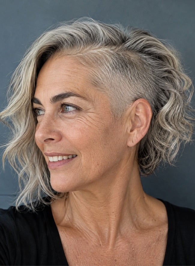 Silver Undercut Bob With Side-Swept Bangs — Classy Undercut Hairstyles