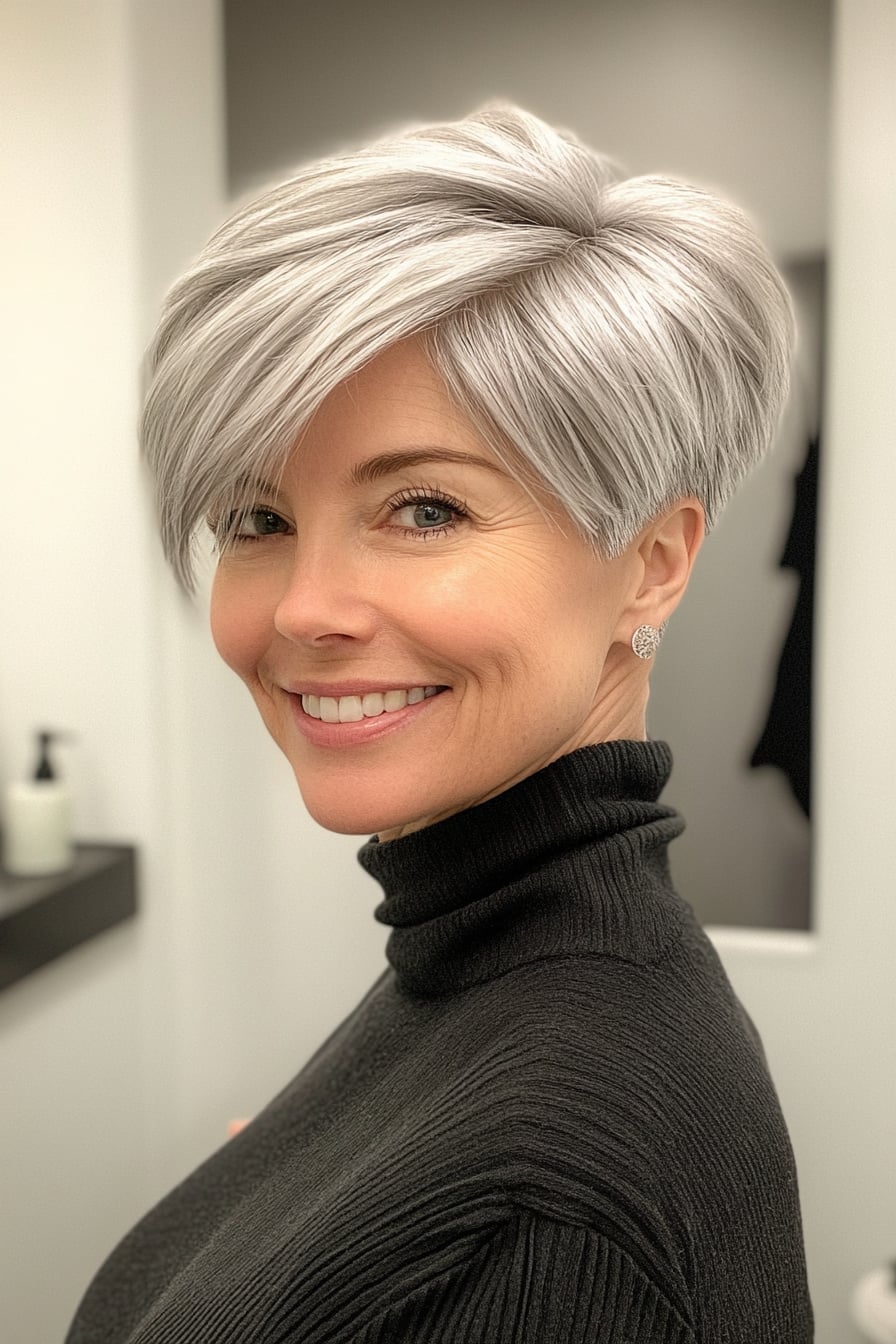 Gray Pixie With Textured Undercut Detail — Classy Undercut Hairstyles