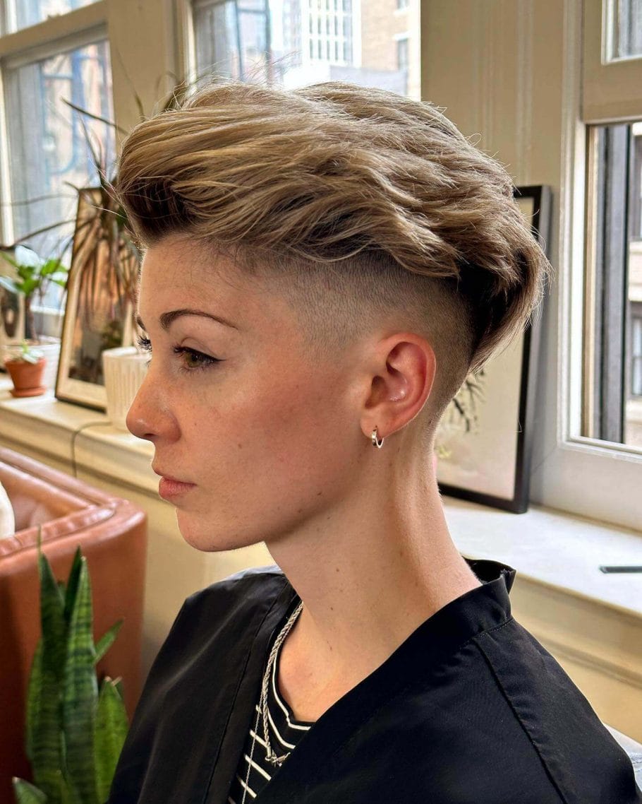 Ash Blonde Pixie With High Undercut Fade — Classy Undercut Hairstyles