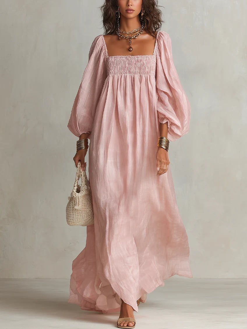 Flowy Pink Linen Maxi Dress Casual Elegance Flowy Pink Linen Maxi Dress Casual Elegance — Classy Up Dress