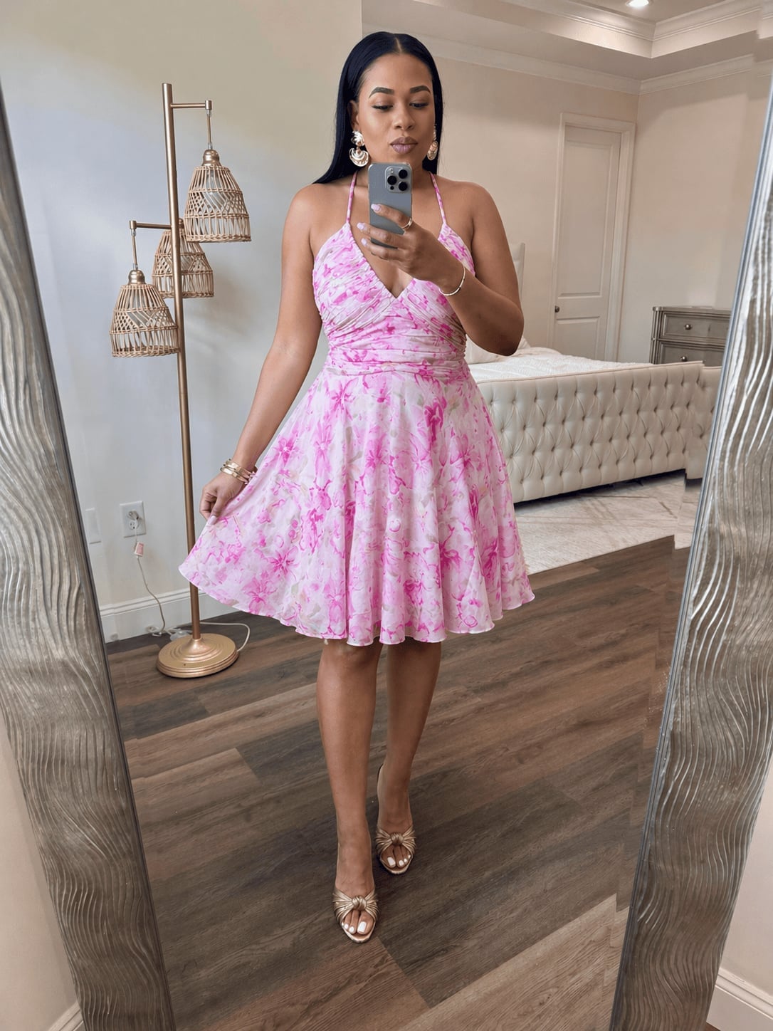 Floral Print Halter Dress Daytime Event Floral Print Halter Dress Daytime Event — Classy Up Dress