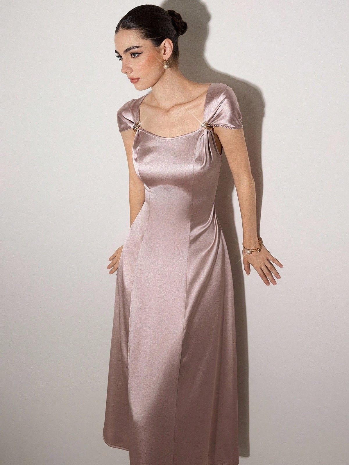 Pale Pink Satin Dress Evening Chic Pale Pink Satin Dress Evening Chic — Classy Up Dress