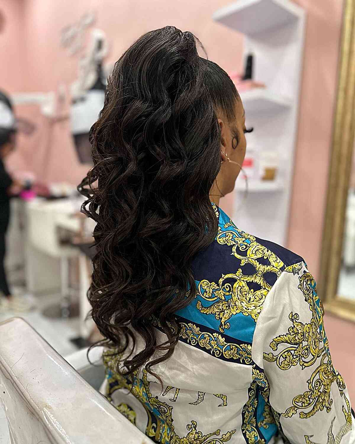 Voluminous Dark Brown High Ponytail, Mid-Back Voluminous Dark Brown High Ponytail, Mid-Back — Classy Updo Ponytail
