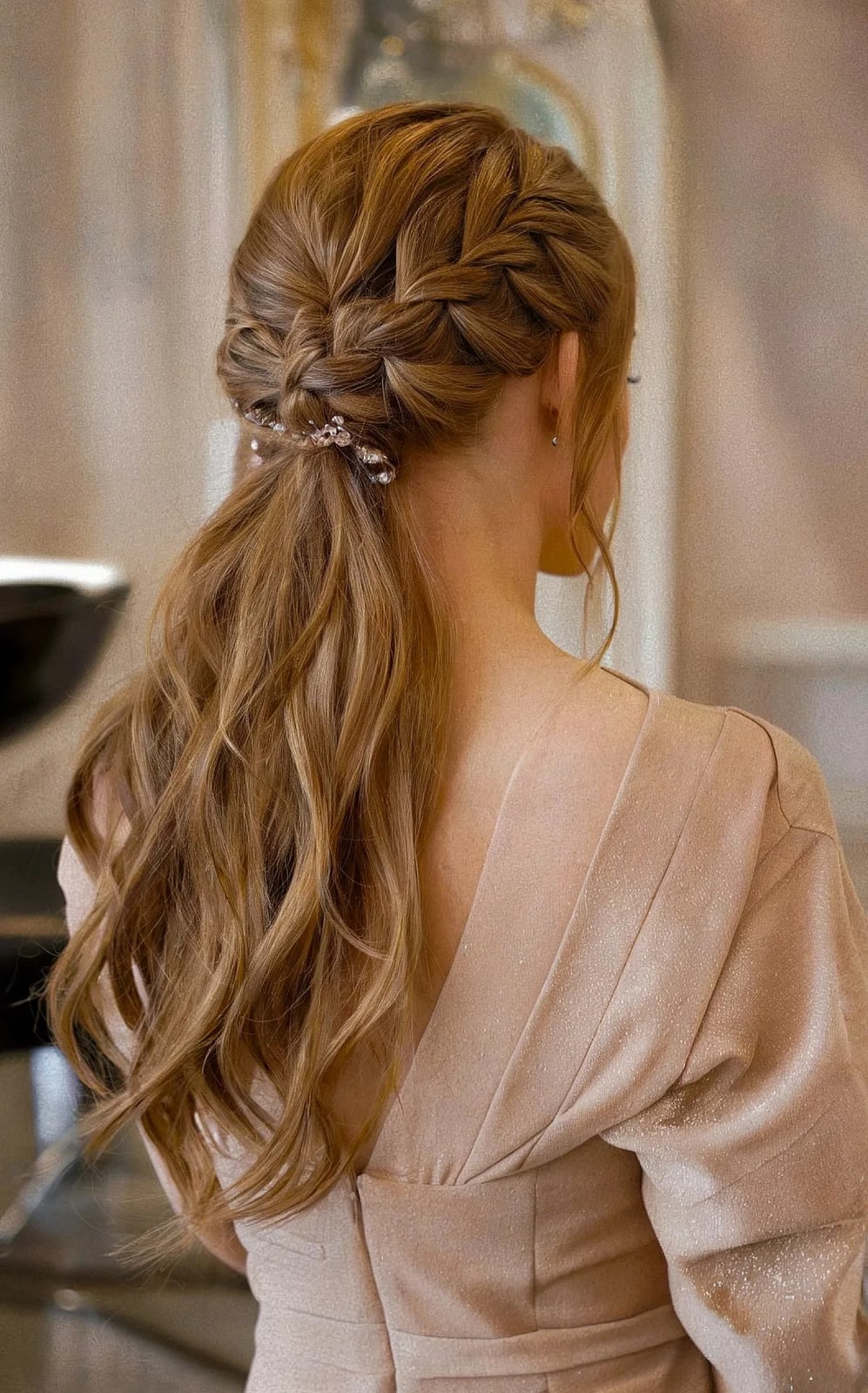 Honey Blonde Braided Ponytail With Clip Honey Blonde Braided Ponytail With Clip — Classy Updo Ponytail