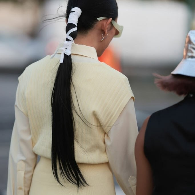 Sleek Blonde Collarbone Ponytail Sleek Blonde Collarbone Ponytail — Classy Updo Ponytail