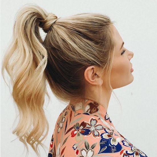 Blonde High Ponytail With Blowout Waves Blonde High Ponytail With Blowout Waves — Classy Updo Ponytail