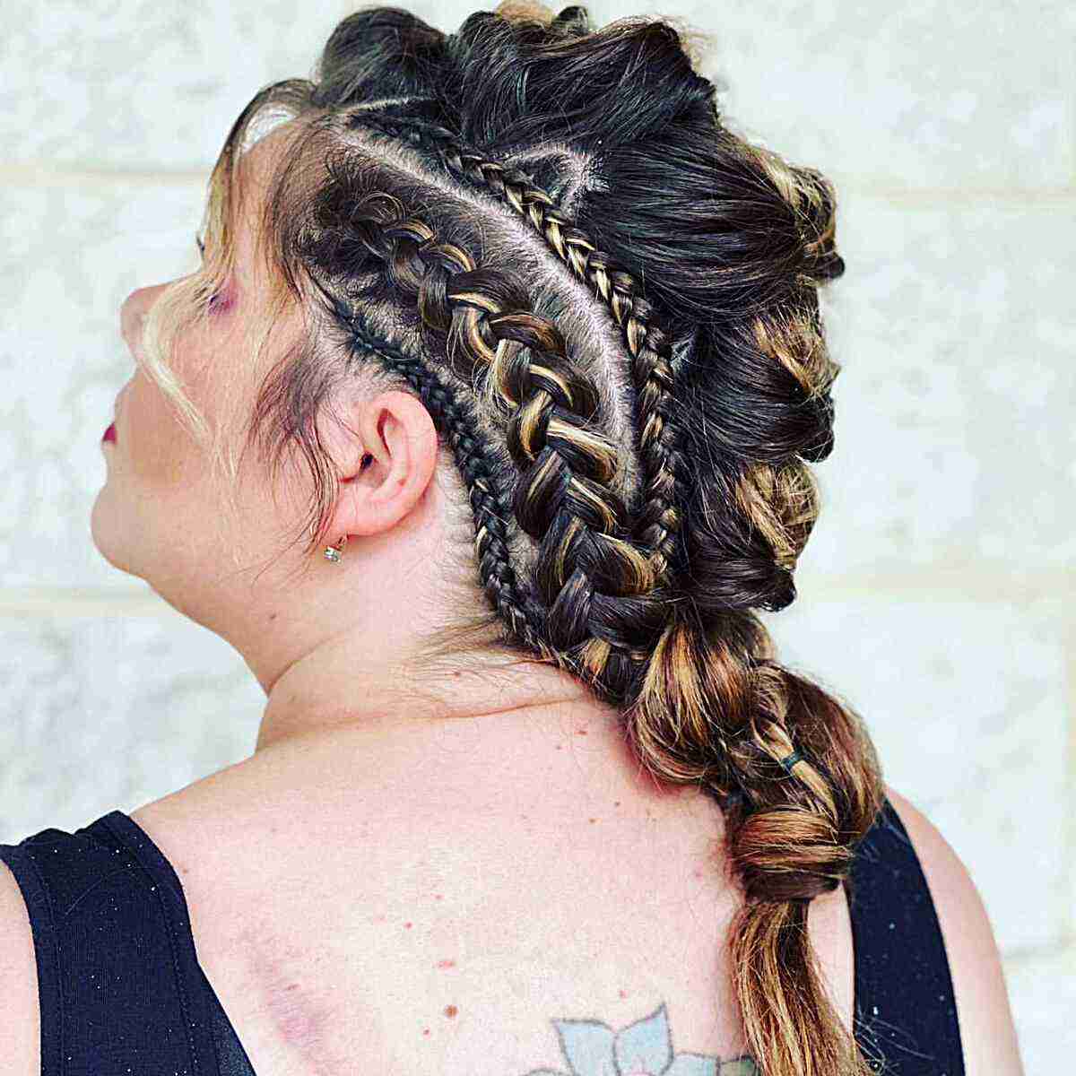 Dark Brown Mohawk Braid With Highlights Dark Brown Mohawk Braid With Highlights — Classy Viking Braids