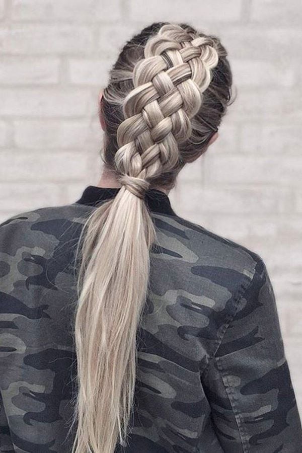 Blonde Braid Into Sleek Ponytail Blonde Braid Into Sleek Ponytail — Classy Viking Braids
