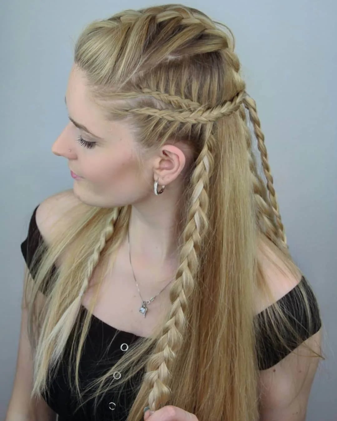 Blonde Half Up Half Down With Braided Crown Blonde Half Up Half Down With Braided Crown — Classy Viking Braids