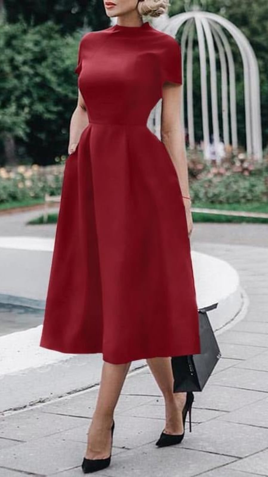 Deep Red Satin Dress for Elegant Evening Events Deep Red Satin Dress for Elegant Evening Events — Classy Vintage Outfits