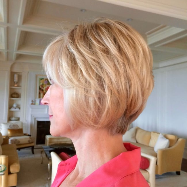 Ear Length Layered Bob With Stacked Volume — Classy Volume Hair