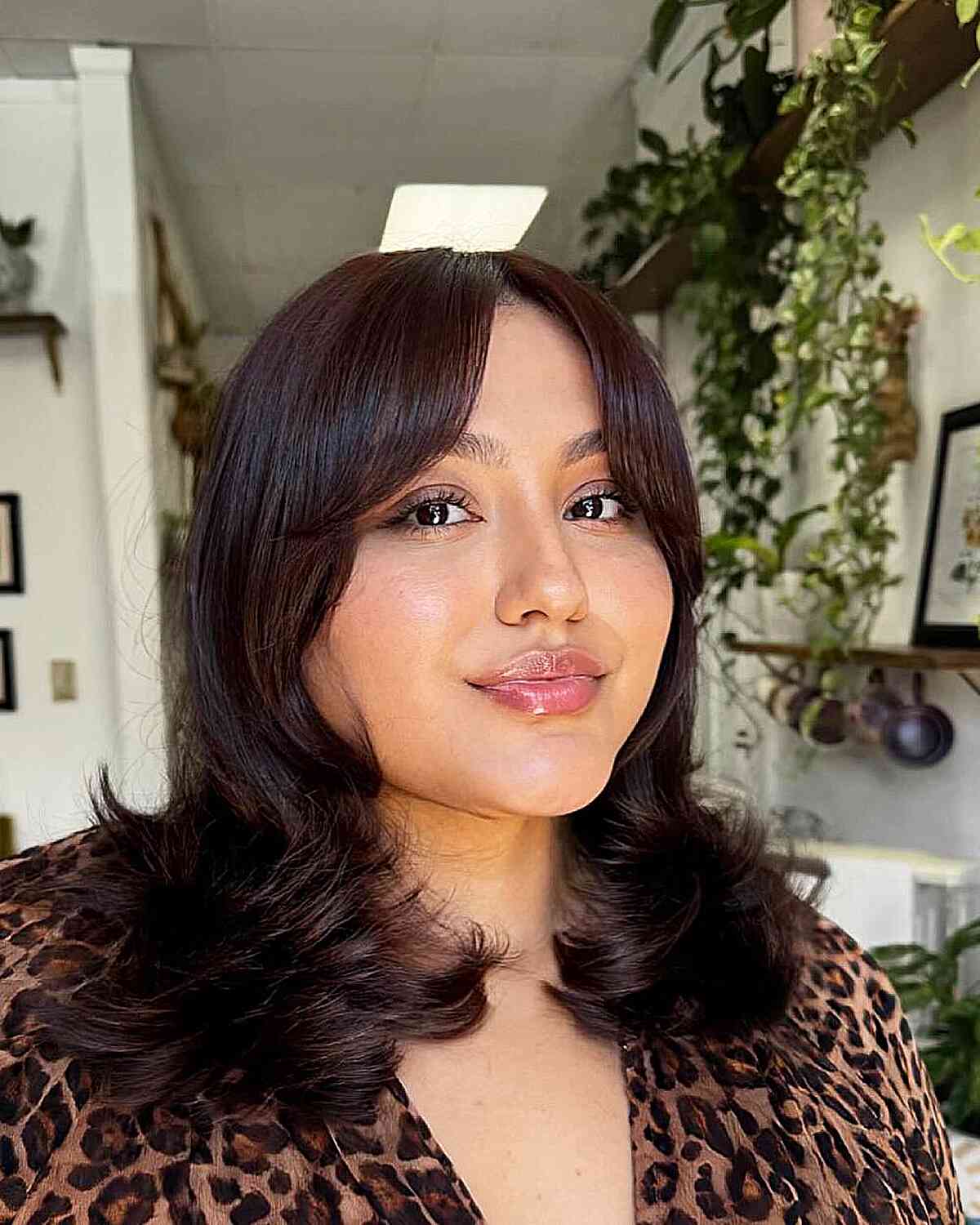 Mid-Back Dark Brown Layers With Face-Framing, Wavy — Classy Volume Hair