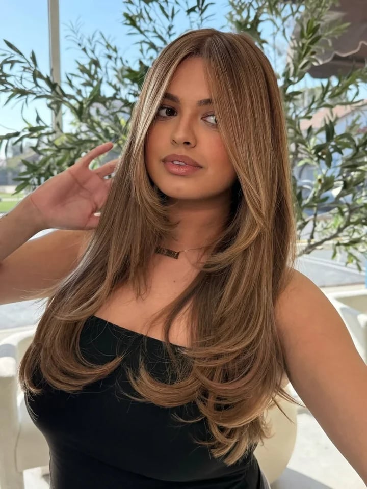 Medium Brown Long Layers With Soft Waves — Classy Volume Hair