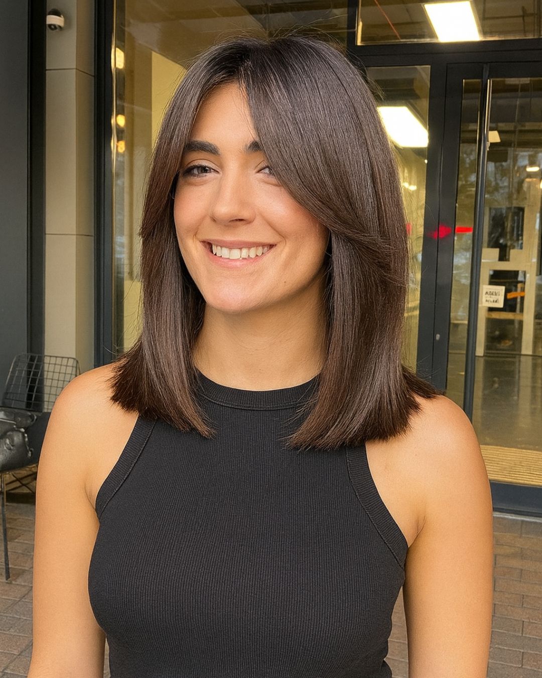 Collarbone Angled Bob With Curtain Bangs Collarbone Angled Bob With Curtain Bangs — Classy Volumizing Hair