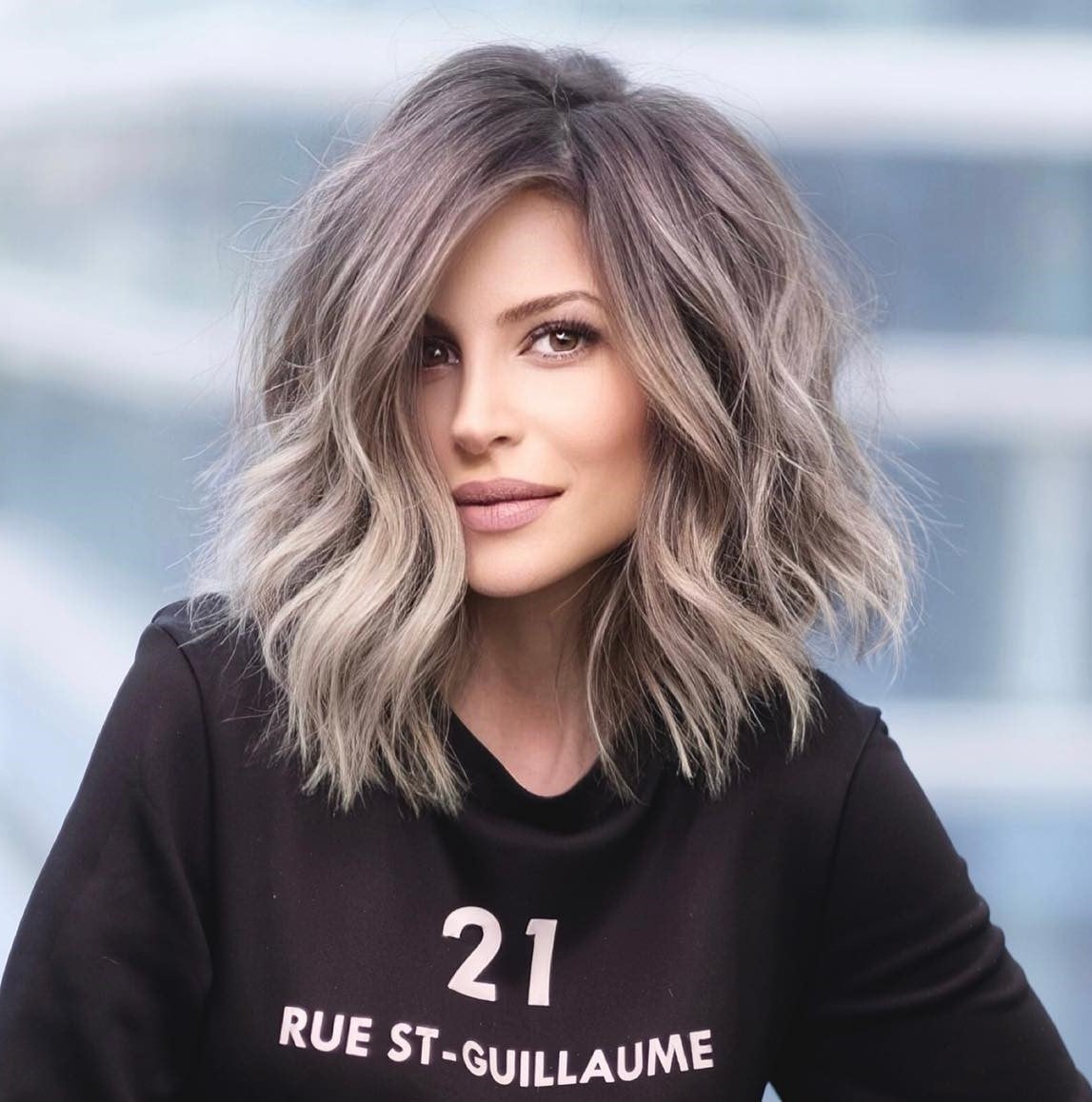 Shoulder Length Gray Waves Shoulder Length Gray Waves — Classy Wavy Hair Hairstyles
