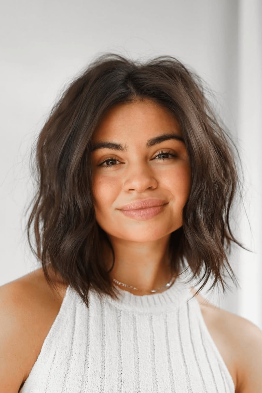 Air-Dried Wavy Bob With Subtle Highlights Air-Dried Wavy Bob With Subtle Highlights — Classy Wavy Haircuts