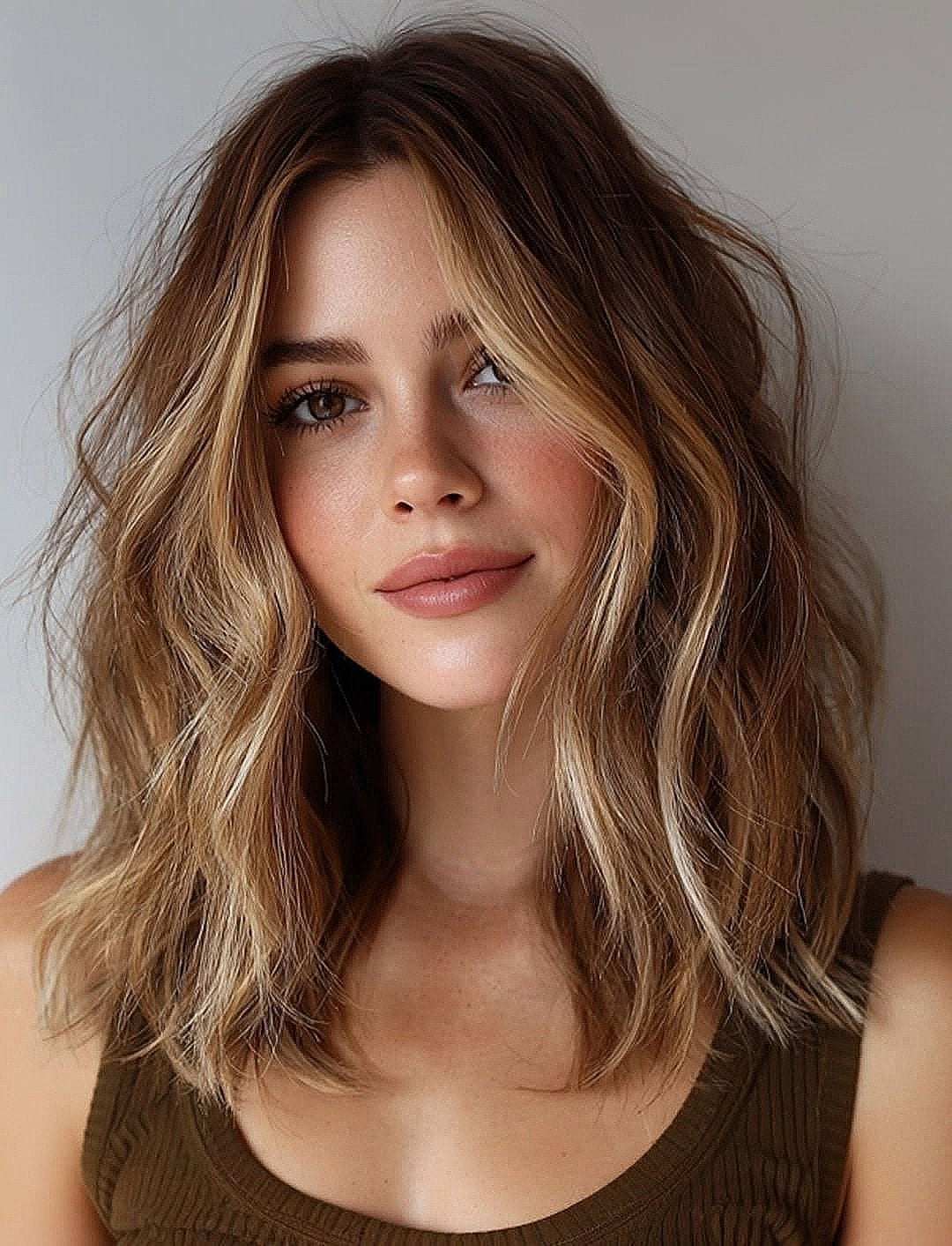 Medium Brown Lob With Balayage Highlights Medium Brown Lob With Balayage Highlights — Classy Wavy Haircuts