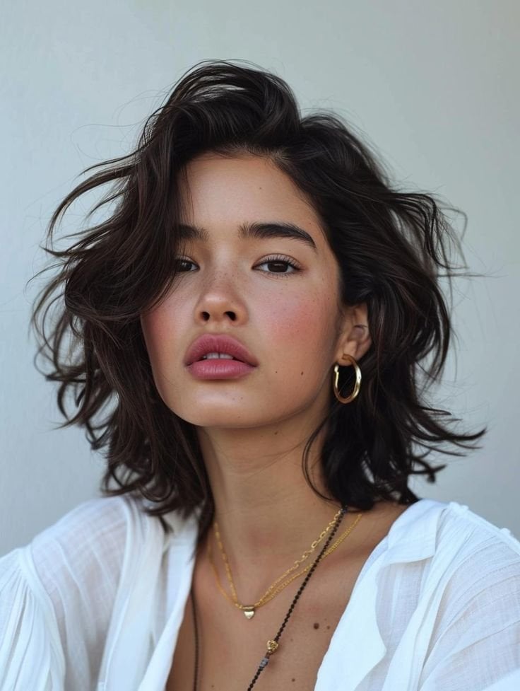 Collarbone Wavy Shag With Tousled Texture Collarbone Wavy Shag With Tousled Texture — Classy Wavy Haircuts