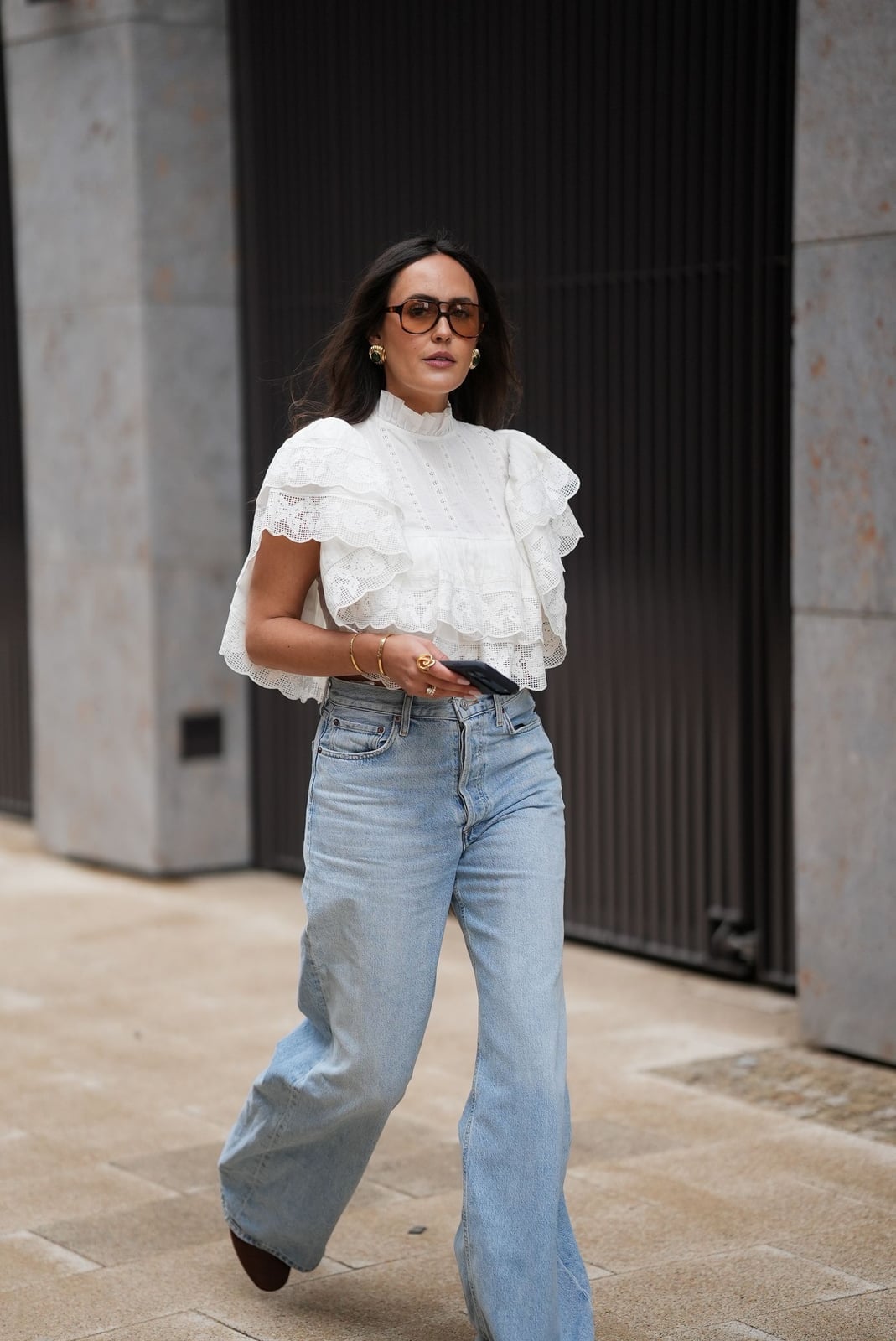 Lace Blouse With Baggy Jeans Lace Blouse With Baggy Jeans — Classy White Blouse Outfit
