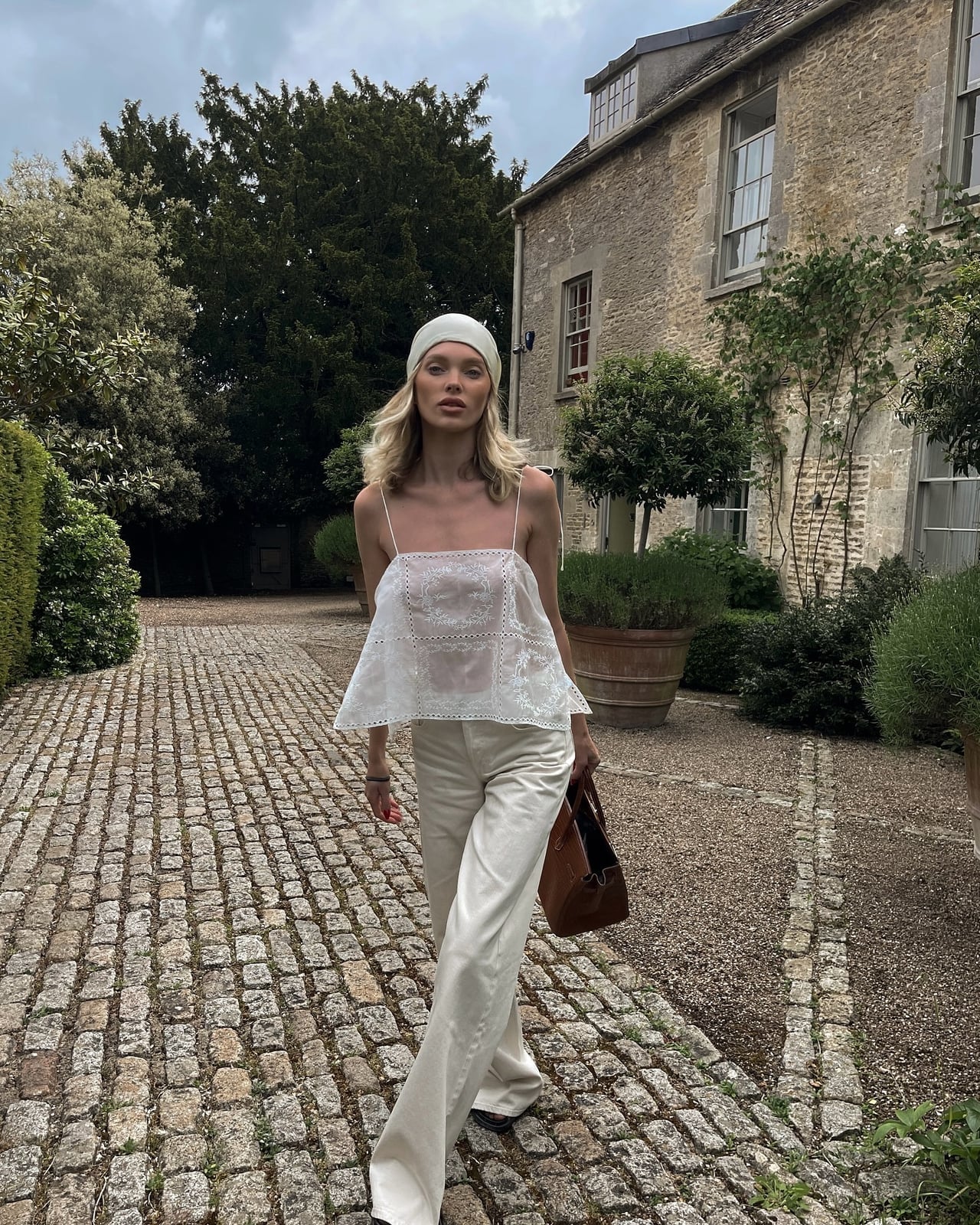 White Lace Camisole With Satin Trousers White Lace Camisole With Satin Trousers — Classy White Top Outfits