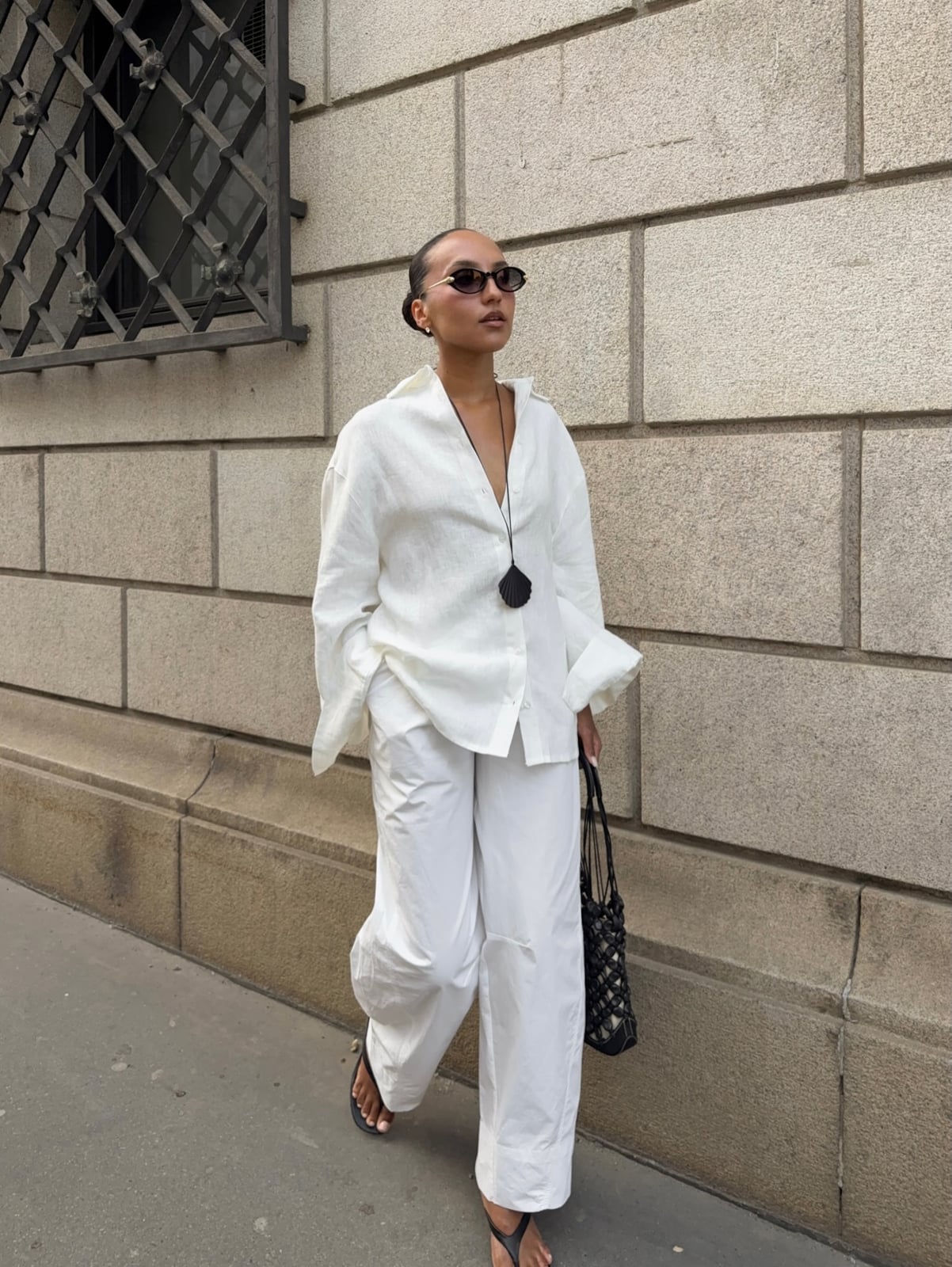 Monochromatic White Linen Set Monochromatic White Linen Set — Classy White Top Outfits