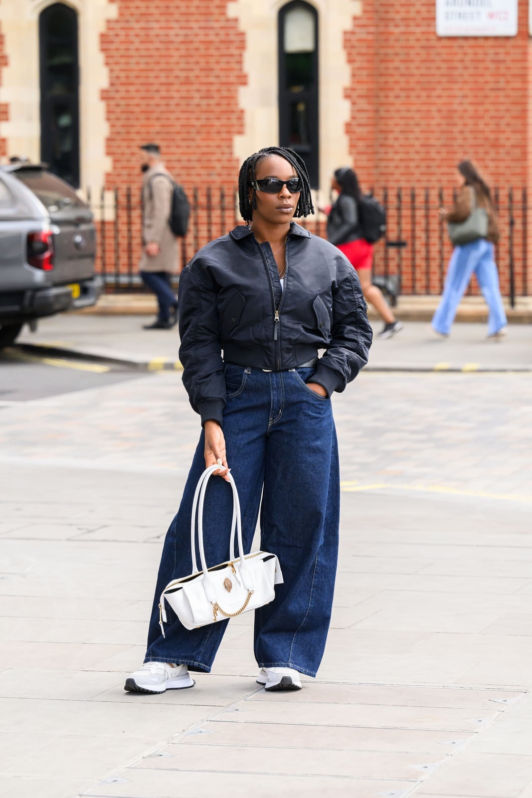 Bomber Jacket and Lace Top with Baggy Jeans Bomber Jacket and Lace Top with Baggy Jeans — Classy Wide Leg Jeans Outfits