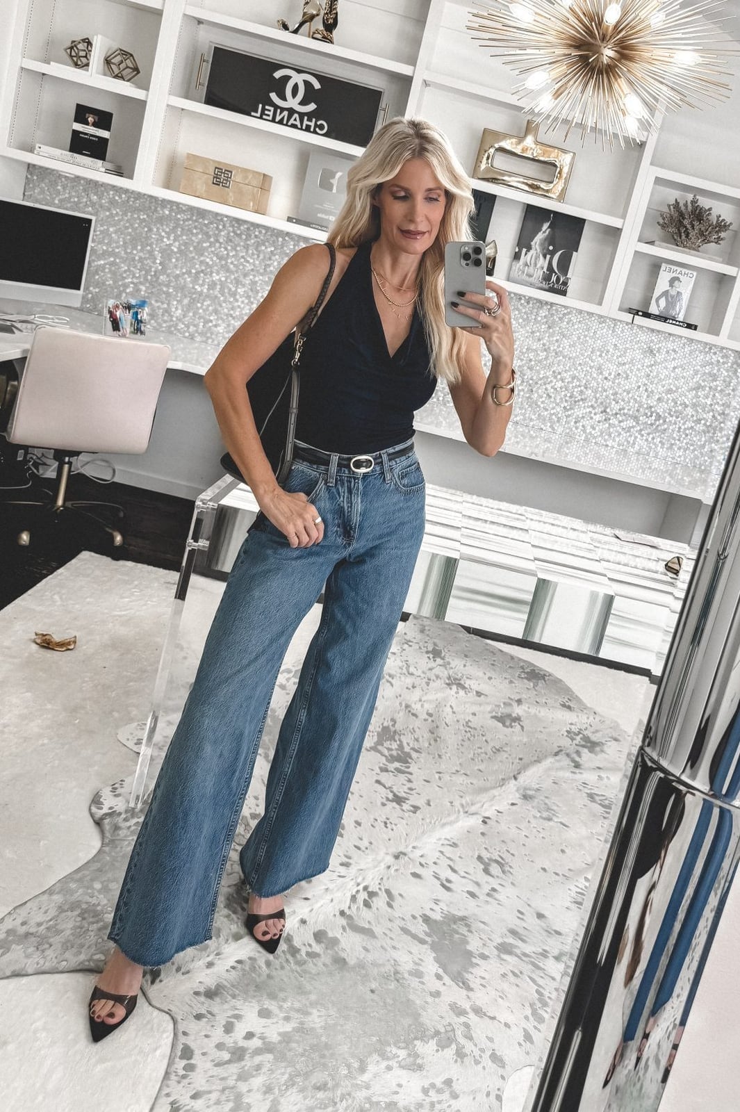 Halter Top and Heels Elevate Casual Wide Leg Jeans Halter Top and Heels Elevate Casual Wide Leg Jeans — Classy Wide Leg Jeans Outfits