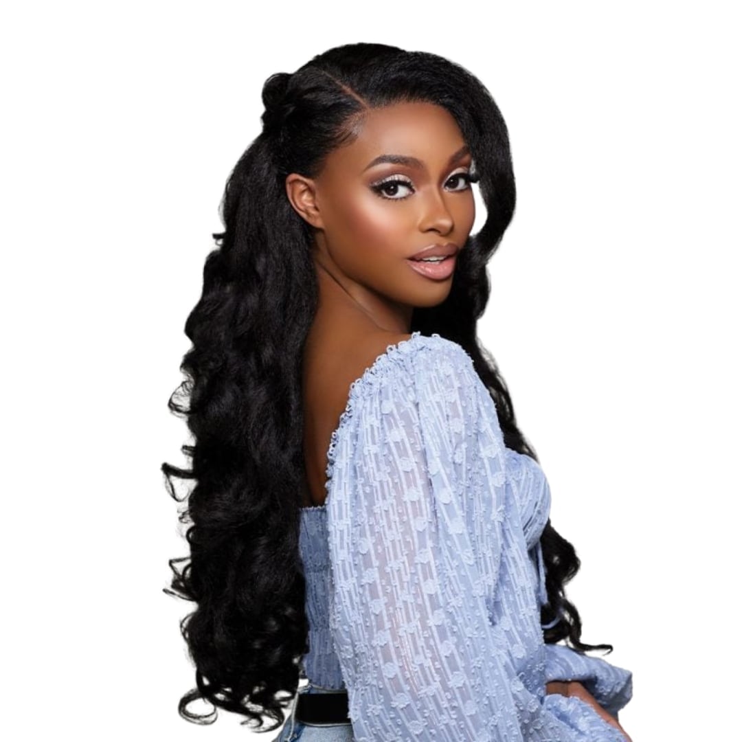 Mid-Back Voluminous Waves Half Updo Mid-Back Voluminous Waves Half Updo — Classy Wig Hair
