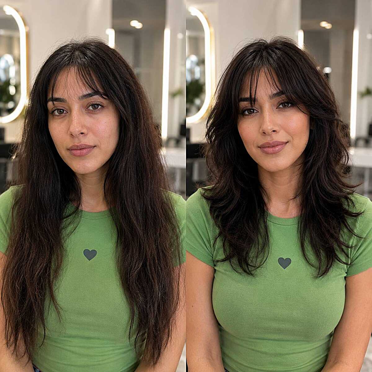 Shoulder Length Dark Brown Wolf Cut With Blonde Highlights — Classy Wolf Cut Hair